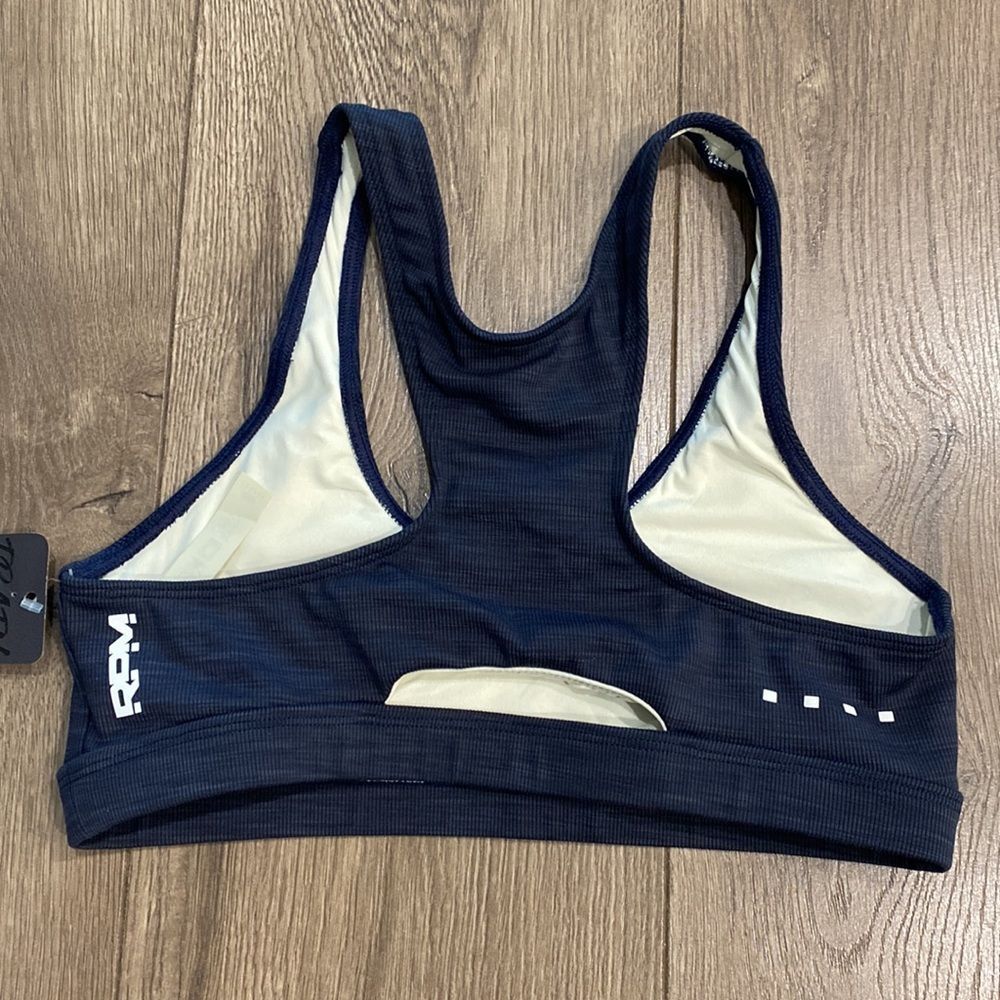 RPM Whitney Blix Bra Blue Ribbed Racerback Training Sports Bra Size Small - Picture 7 of 11